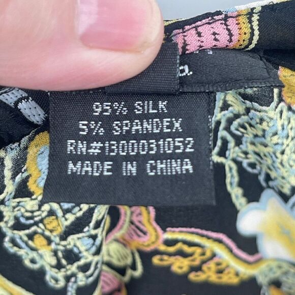 Citron Santa Monica Multicolor Floral Silk 2 Piece Top and Pants Set Size 0X - Picture 6 of 10